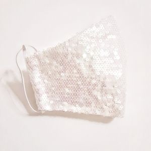 Face mask cream iridescent sequins, w/ wire. NWOT
